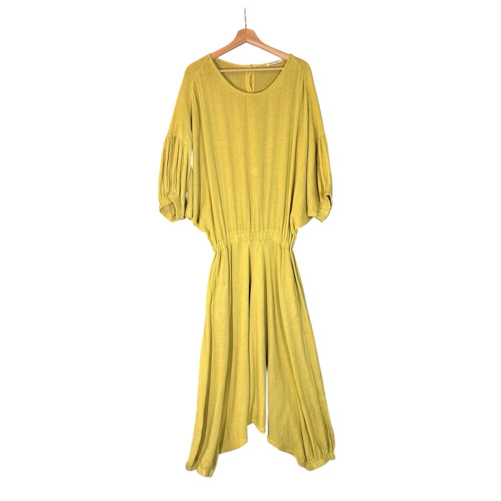 Black Crane Xiao Linen Jumpsuit XS Oversized Slouchy Drop Crotch Harem Casual - Picture 2 of 11
